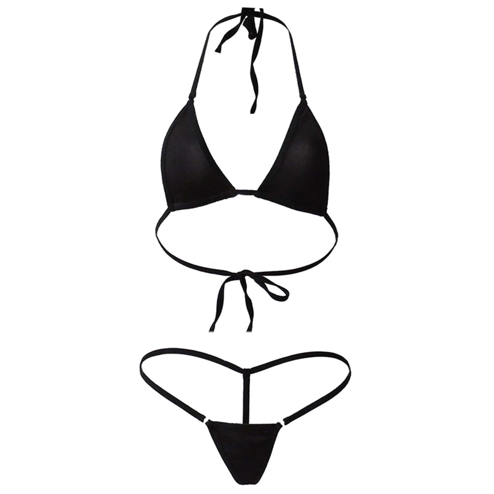 alextreme Women Mini Swimsuit Bikini Set Halterneck Bra Micro Thong ...