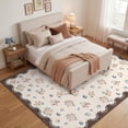 thumbnail image 2 of HIWEAVER Brown 10' x 13' Area Rug for Living Room Bedroom Washable Scalloped Bordered Floral Pattern Non Slip Indoor Carpet Room Decor, 2 of 8