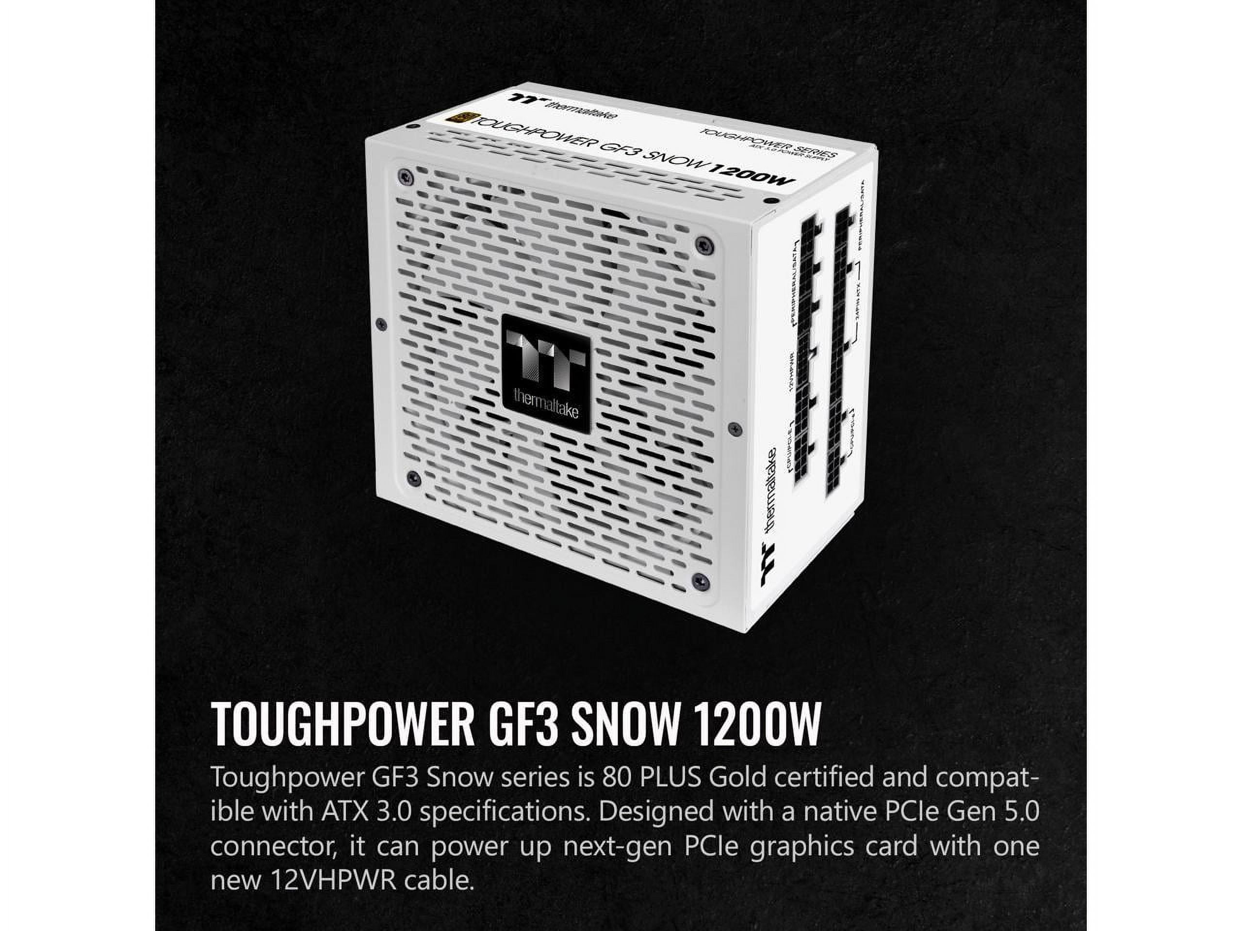 Thermaltake Toughpower GF3 Snow TPD-1200AH3FLG 1200W Power Supply - Internal - 120 V AC, 230 V AC Input - 3.3 V DC, 5 V DC, 12 V DC, -12 V DC, 5 V SB Output - 1200 W - Active PFC - 1 +12V Rails - 1...