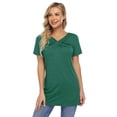 thumbnail image 2 of HA-EMORE Knot Hem Tops for  Women V Neck Short Sleeve  Tunic Casual Blouse, 2 of 9