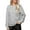 Gray, variant on Lovskoo Sweaters for Women Solid Plaid Round Neck Sweater Trendy Casual Pullover Long Sleeve Knit Tops Blue