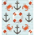 thumbnail image 3 of Nautical Duvet Cover Set Queen Size, Life Rings Anchor And Ropes Ocean Crabs Coastal Theme Teal Striped Print, Decorative 3 Piece Bedding Set with 2 Pillow Shams, Scarlet Black Teal, by Ambesonne, 3 of 3