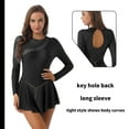 thumbnail image 6 of MSemis Women's Sparkling Rhinestone Long Sleeves Gymnastics Leotard Black S, 6 of 7