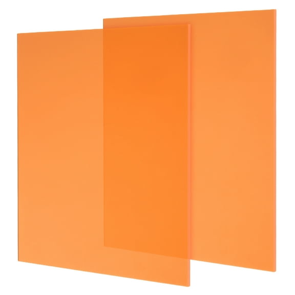 2 Pcs Transparent Acrylic Sheets 1/8" Thick Plastic Sheets 8x8 Inch, Orange