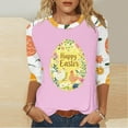 thumbnail image 2 of lcziwo Easter Shirt for Women Loose Casual Bunny Rabbit Print Casual Round Neck Tee Shirts 2025 Spring 3/4 Sleeve T-Shirt Tops Hot Pink S, 2 of 6