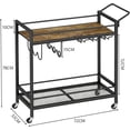 thumbnail image 2 of Carrito de Cocina con Ruedas, Estante Organizador con Ganchos, Madera y Negro, 1 Pieza, 2 of 7
