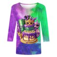 thumbnail image 5 of Craaazy Women's Mardi Gras Mask Prints 3/4 Sleeve Loose Crew Neck Sweatshirts Gifts, 5 of 5