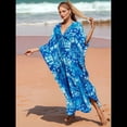 thumbnail image 4 of Vestido Caftán con Estampado Animal para Mujer, Talla Grande, para Playa, Verano 2025 Azul Ahumado Talla Única, 4 of 10