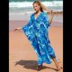 thumbnail image 4 of Vestido Caftán con Estampado Animal para Mujer, Talla Grande, para Playa, Verano 2025 Azul Ahumado Talla Única, 4 of 10
