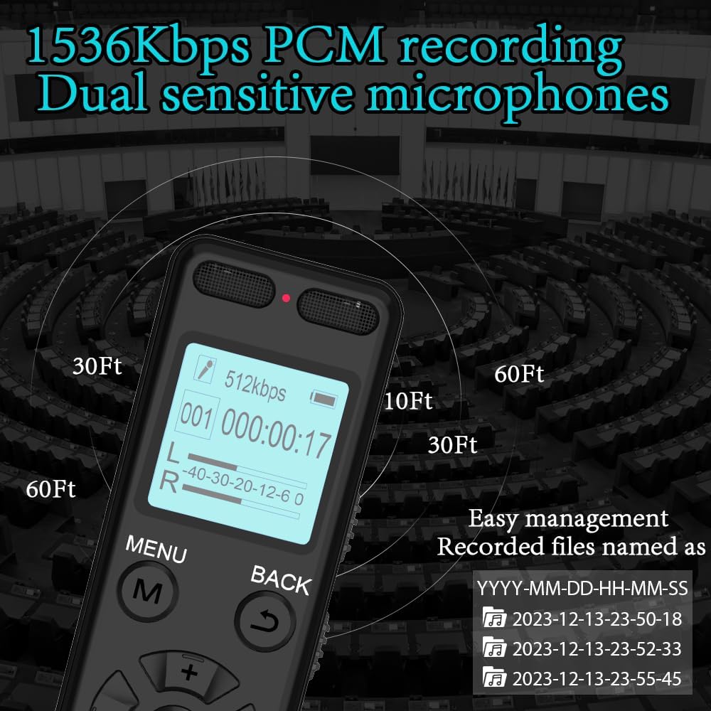 136 B Di ital Voice Recorder Voice Activated Recorder for Lectures Meetin s - 9860 Hours Sound Audio Recorder Dictaphone Recordin Device with Playback,MP3 Player,Password,Variable Speed.