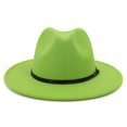 thumbnail image 6 of Unisex Fashion Wide Wool Belt Flat Top Fedora Hat Party Church Hats Cap, 6 of 6