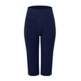 thumbnail image 5 of vigerkar Gym Capri Pants for Women High Waist with Pockets Tummy Control Loose Straight Leg Capri Workout Yoga Pants Navy, XXL, 5 of 7