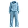 thumbnail image 4 of Gamivast Sweatsuits 2 Piece Set for Women Half Zip Pullover Sweatshirt Wide Leg Pants Two Piece Fall Winter Activewear Sky Blue L, 4 of 6