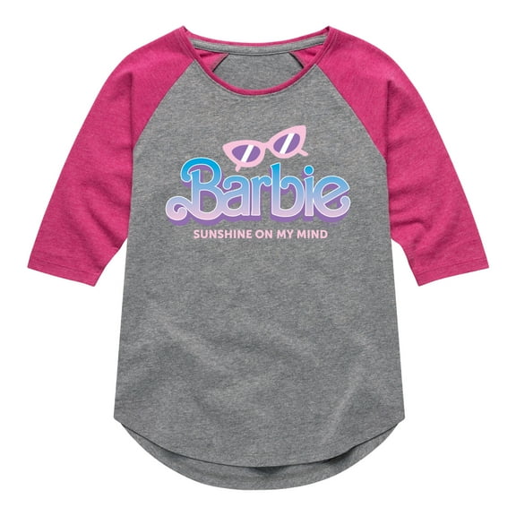 Barbie - Sunglasses and Sun - Sunshine On My Mind - Toddler And Youth Girls Raglan Graphic T-Shirt