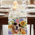 thumbnail image 3 of Table Runners 72 Inches Long Dress Scarves, Spring Dog Farmhouse Kitchen/Dining Table Runner, Coffee Tablerunners, Rustic Watercolor Botanical Floral Sunflower 14x72 Inch, 3 of 9