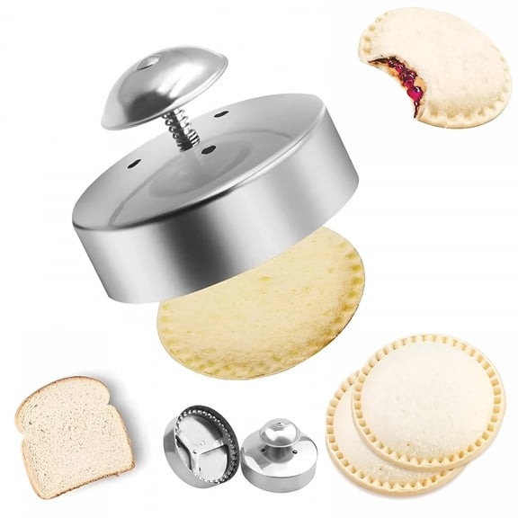 ACDANC Stainless Steel Sandwich Cutter and Sealer,Round Cookie Cutter,Non-Stick 3.54-Inch Kids' Sandwich Maker for Hamburgers,Pies