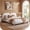 White+Wood+Fabric+Bedroom, variant on HMYG Extra Thick Upholstered Platform Bed with Split Headboard, Teddy Fleece, Queen, White