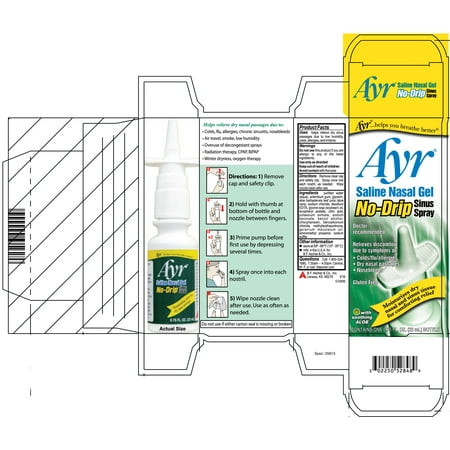 - Ayr Saline Nasal Gel No-Drip Sinus Spray, Soothing Aloe Vera, 0.75 Fl Oz