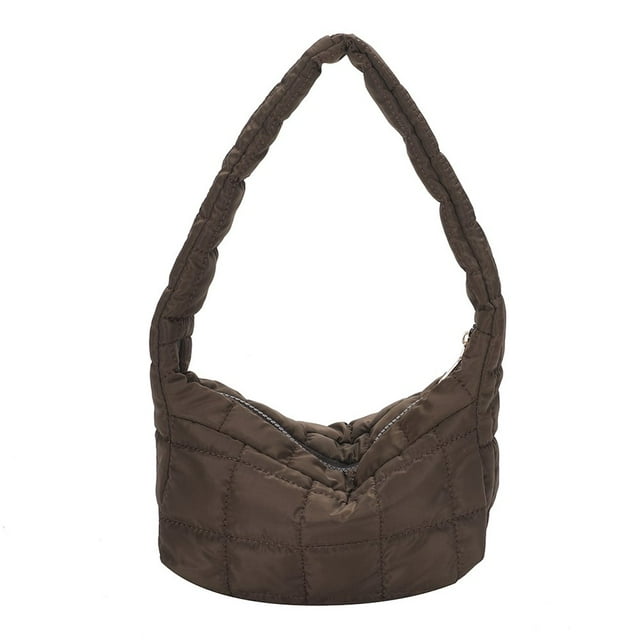 Women Shoulder Bags Cloth Quilted Simple Solid Color Shopping Bag (Black)