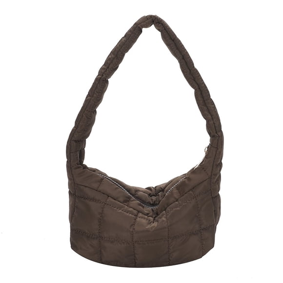 Women Shoulder Bags Cloth Quilted Simple Solid Color Shopping Bag (Black)