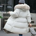 thumbnail image 5 of White Womens Jacket Down Puffer Coats Ladies Lightweight Jackets with Hood Plus Size Slim Trench Coat Warm Outwear Outdoor Hiking Jackets for Women, 5 of 6