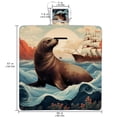 thumbnail image 2 of Sea Lion Canvas Picnic Mat - Waterproof Outdoor Blanket - Large Portable Mats with Travel Bag for Picnics and Family Gatherings - Foldable, Easy to Clean, and Durable Design, 2 of 6