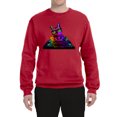 thumbnail image 2 of Neon Retro Rainbow DJ MC Hip Hop Cat | Mens Cat Lover Crewneck Graphic Sweatshirt, Red, Small, 2 of 4