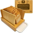 thumbnail image 1 of Bamboo Bread Slicer Guide Cutter For Slicing Homemade Bread, Bagels, Sourdough Loaves - Folable & Compact, Adjustable Width & Thickness, Crumb Tray, Kitchen Gadget & Gifts, 1 of 6