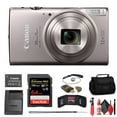thumbnail image 1 of Cámara digital Canon PowerShot ELPH 360 HS (Plata) (1078C001) + Tarjeta de memoria de 64 GB + Estuche + Lector de tarjetas + Trípode flexible + Cartera para memoria + Protector de tapa + Kit de limpieza Canon 1078C001_EDI_1, 1 of 8