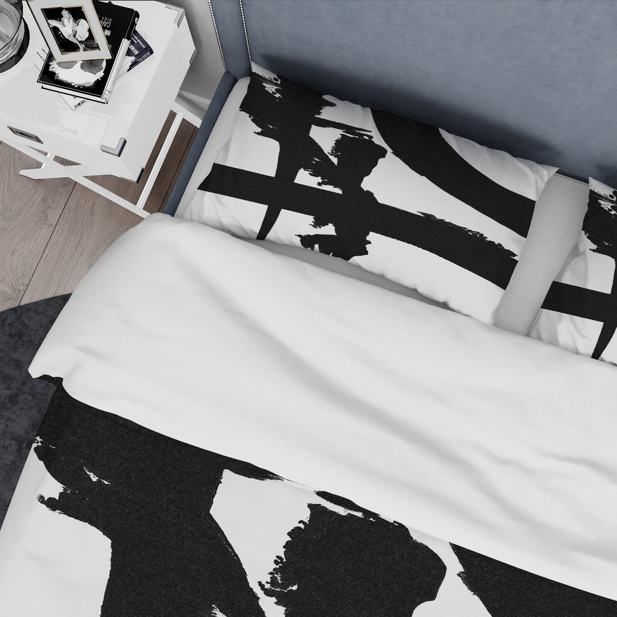 Designart 'Black & White Crossing Paths I' Geometric Duvet Cover Set