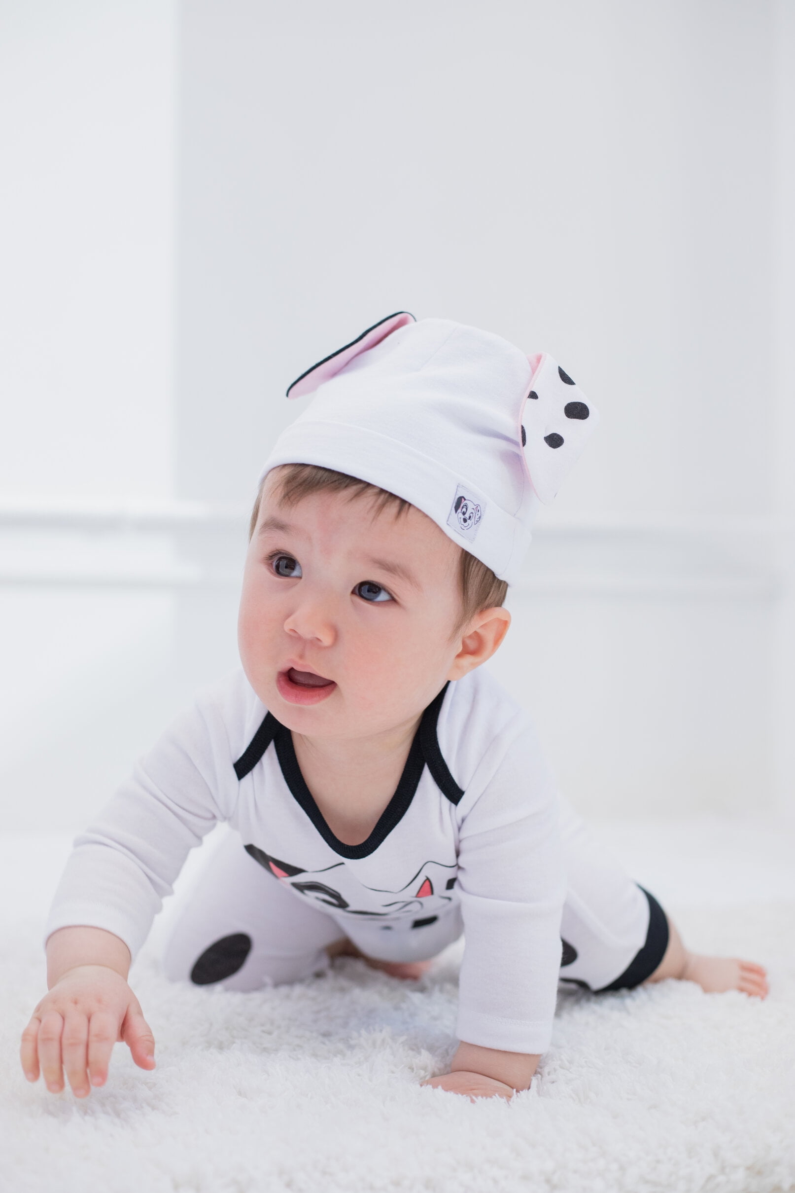 Disney 101 Dalmatians Patch Newborn Baby Boys Snap Cosplay Coverall and Hat Newborn to Infant