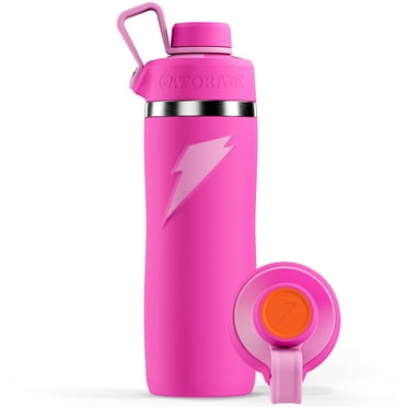 Gatorade Overtime Stainless Steel Pink Twist Cap Metal Water Bottle, 22 fl oz