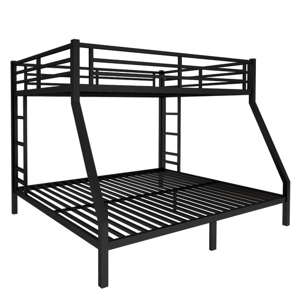 Metal Queen over King Bunk Bed for Teens and Adults,Space-Saving/Noise Reduced/No Box Spring Needed, Black