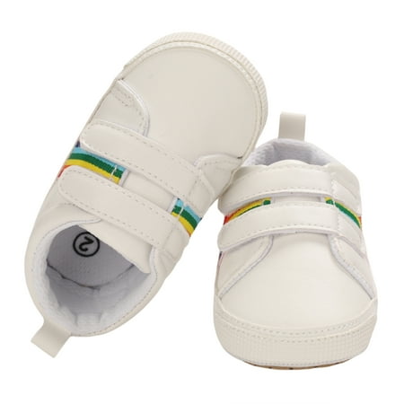 

Seyurigaoka Baby Rainbow Striped Sneakers Anti-Slip Soft Sole Crib Shoes