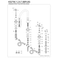 thumbnail image 6 of Kingston Brass KS2798BPLBS Bel-Air Double-Handle 4-Hole Widespread Kitchen Faucet with Brass Sprayer in Brushed Nickel, 6 of 8