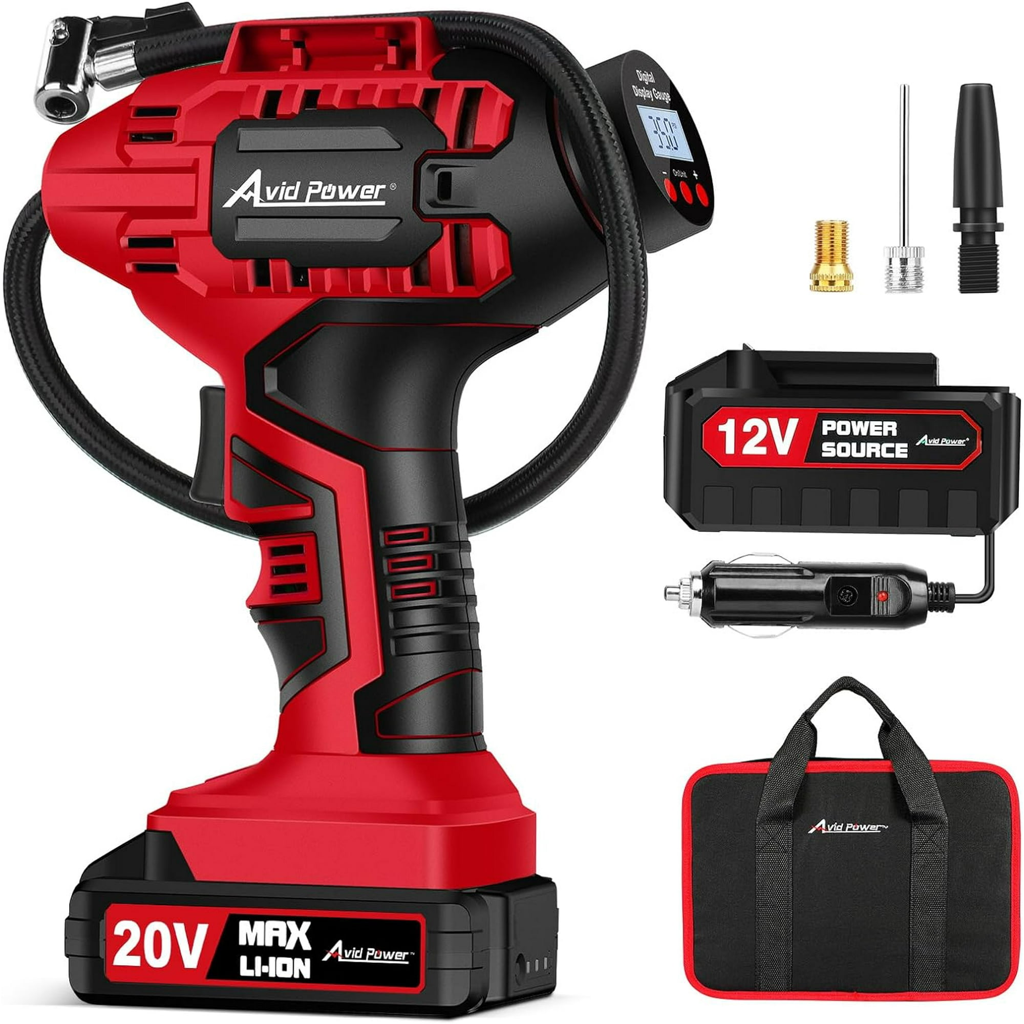 Avid Power Power Cordless Tire Inflator Red Red