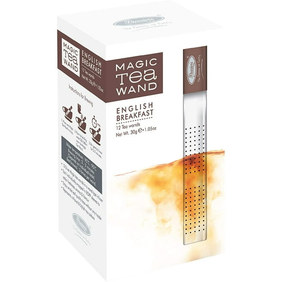 Premiers English Breakfast Tea, Premium Black Tea, Single Origin Tea, Leaf Tea in Magic Tea Wands, 12 Wands, 30 Gms, A Full-Bodied, Strong and Malty Blend , Tea Stick Infuser in a White Box