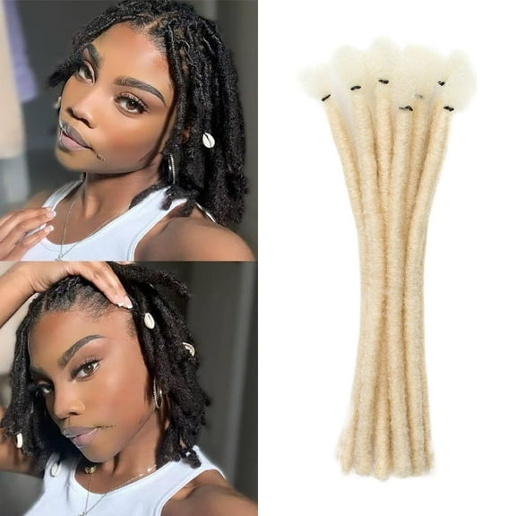 WEIWEIGG 10PCS Human Hair Dreadlock Extensions - Pencil Size 0.6cm Width, Handmade for Women/Men/Kids, Easy Install & Bleachable, Comfortable for Daily/Events(A)