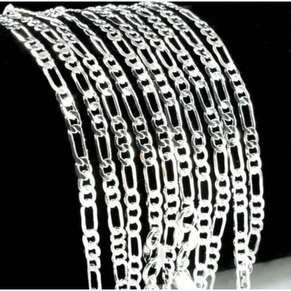 10PCS 16-30inch 925 Silver 2.5MM Width Figaro Necklace Fashion Jewelry Necklace