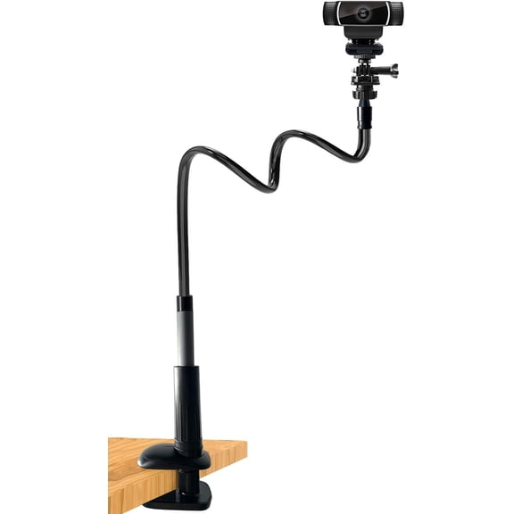 30 Inch Webcam Stand Camera Mount, Upgraded Thick Base Flexible Gooseneck Camera Stand Desk Webcam Mount Clamp for Logitech Webcams C930e C930 C920 C922x C922 Brio 4K C925e C615, Gopro Hero 8 7 6 5 4