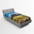 thumbnail image 1 of Ambesonne Nature Fitted Sheet, Canyon Cloudy Cliff, Twin Size, Brown Green Blue, 1 of 2