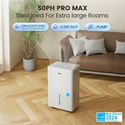 DuraComfort 50 Pint Dehumidifier with Pump for Basement, 4500 Sq Ft Coverage, Energy Star, Auto Drain, High Efficiency Humidity Control