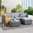 thumbnail image 5 of Modern Outdoor Patio Furniture Set，5-Piece Gray Wicker Sectional Sofa, with Gray Cushions and Coffee Table, Perfect for Gardens, Patios, and Backyards, 5 of 5