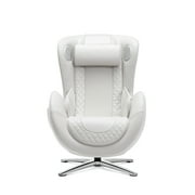 Nouhaus Heated Classic Massage Chair Full Body and Spot Massaging Recliner with Ottoman, Bluetooth Speaker, in-Chair Charger Elder White