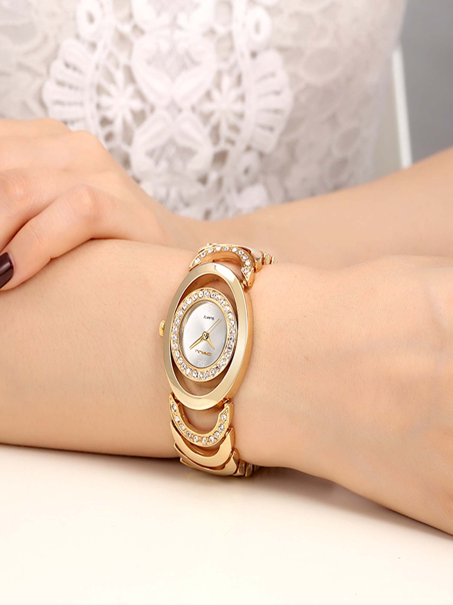 CRRJU Gorgeous 3ATM Daily Water Resistant Fashion Women Analog Dress Watch Elegant Bracelet Watch Simple Dial Wristwatch for Lady