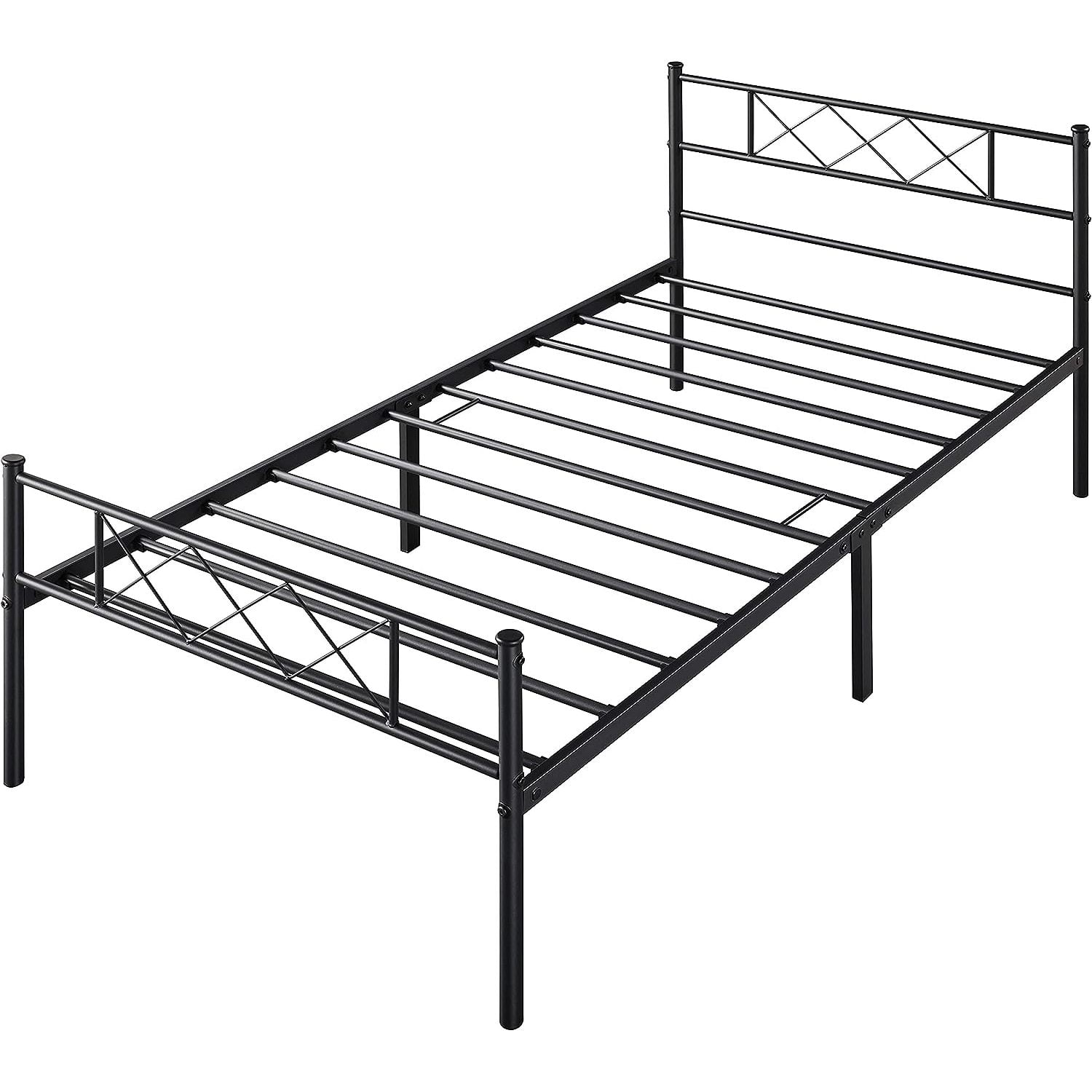 SEYATPOOL Black Metal Bed Frame with Headboard Mattress Foundation