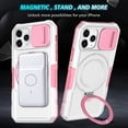thumbnail image 4 of Allytech Magnetic Case for iPhone 11 Pro Max with Lens Slide Cover, [Non-Slip] [Military Grade Protection] Slim Shockproof Ring Stand Case Support Wireless Charging, Pink+White, 4 of 10