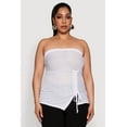 thumbnail image 2 of Womens Plus Size Sheer Ruched Drawstring Tube Top, 2 of 5