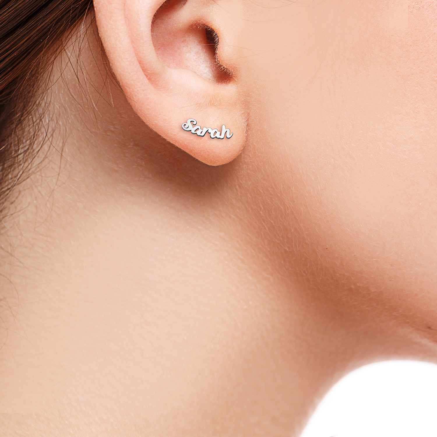 Personalized Planet Sterling Silver or Gold over Sterling Satin Finish Name Earrings ,Women's