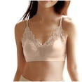 thumbnail image 4 of Bxsruta Wirefree Lace Bralette for Women Comfort Lightly Padded Wireless Bra Seamless Thin Straps V Neck, 4 of 7